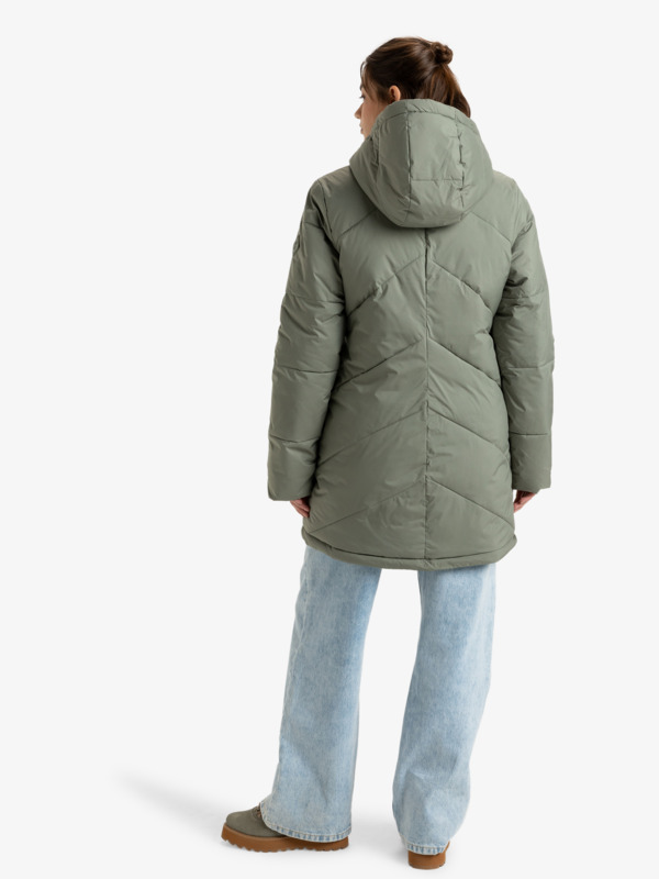 Better Weather Veste longue à capuche Vert Femme