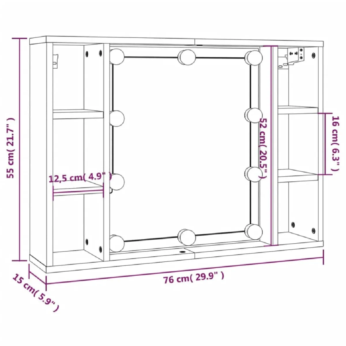 vidaXL Armoire à miroir LED Blanc
