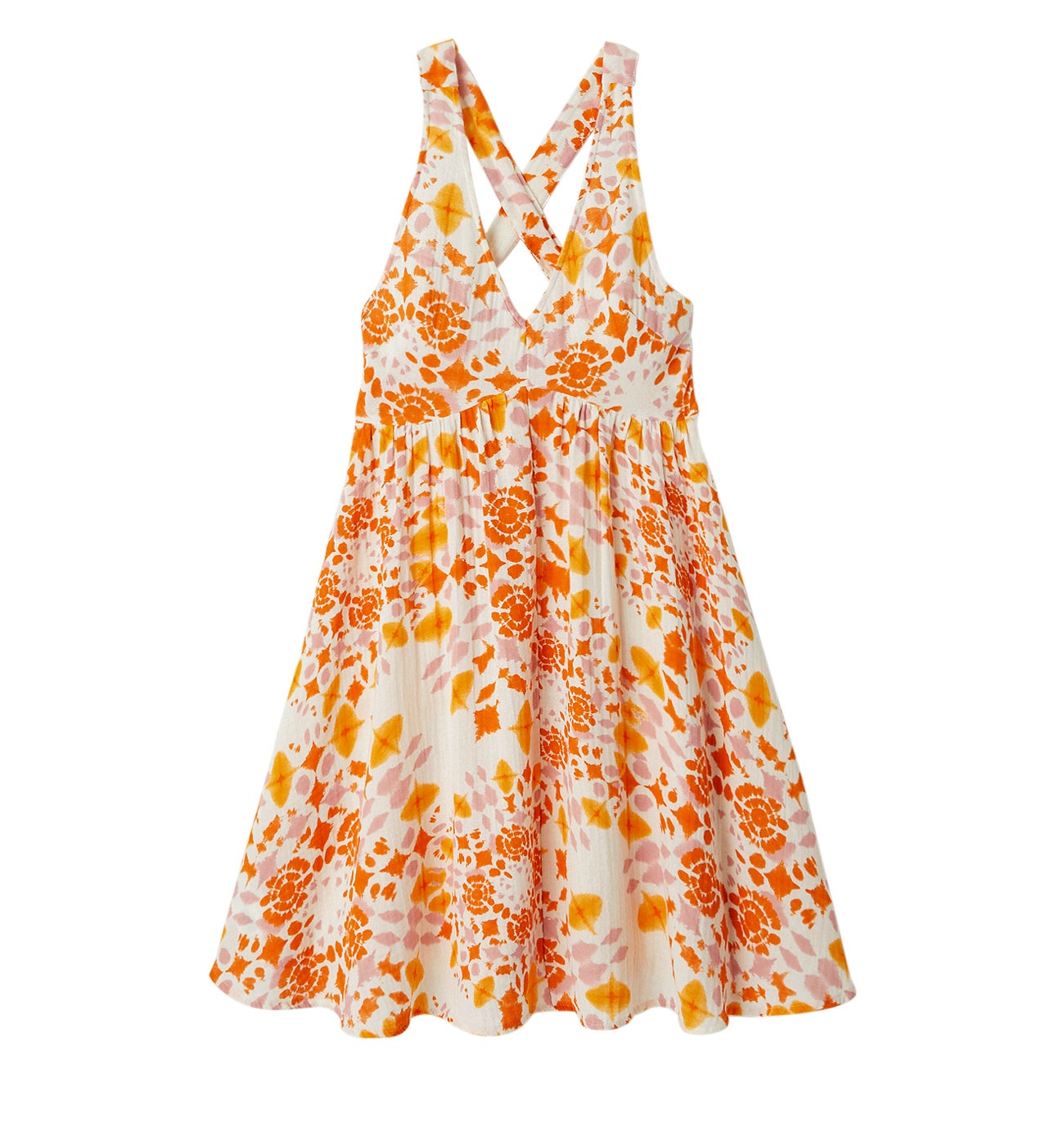 Robe dos nu en gaze de coton - Imprimé écru