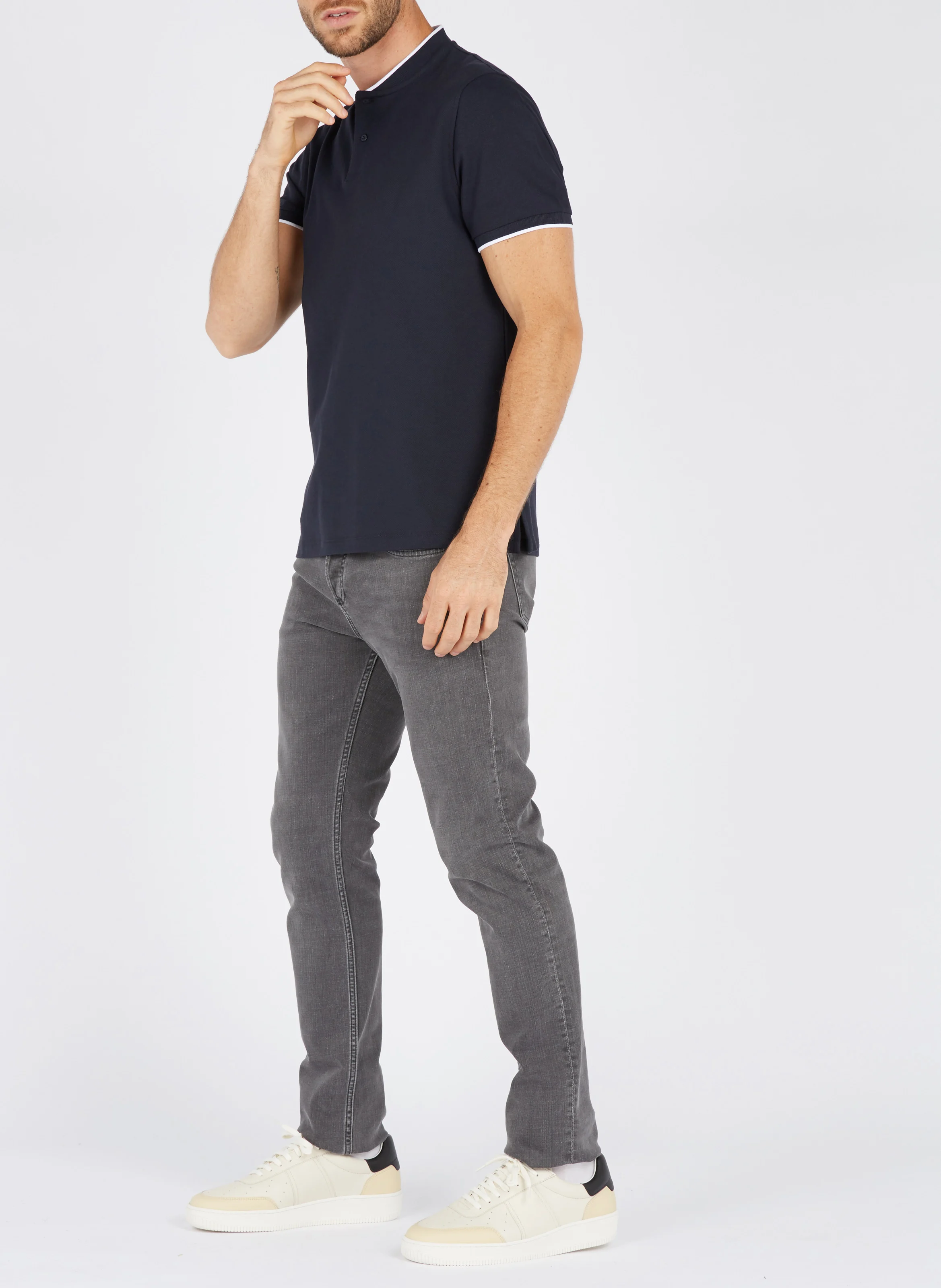 Jean slim taille normale en coton stretch | Gris