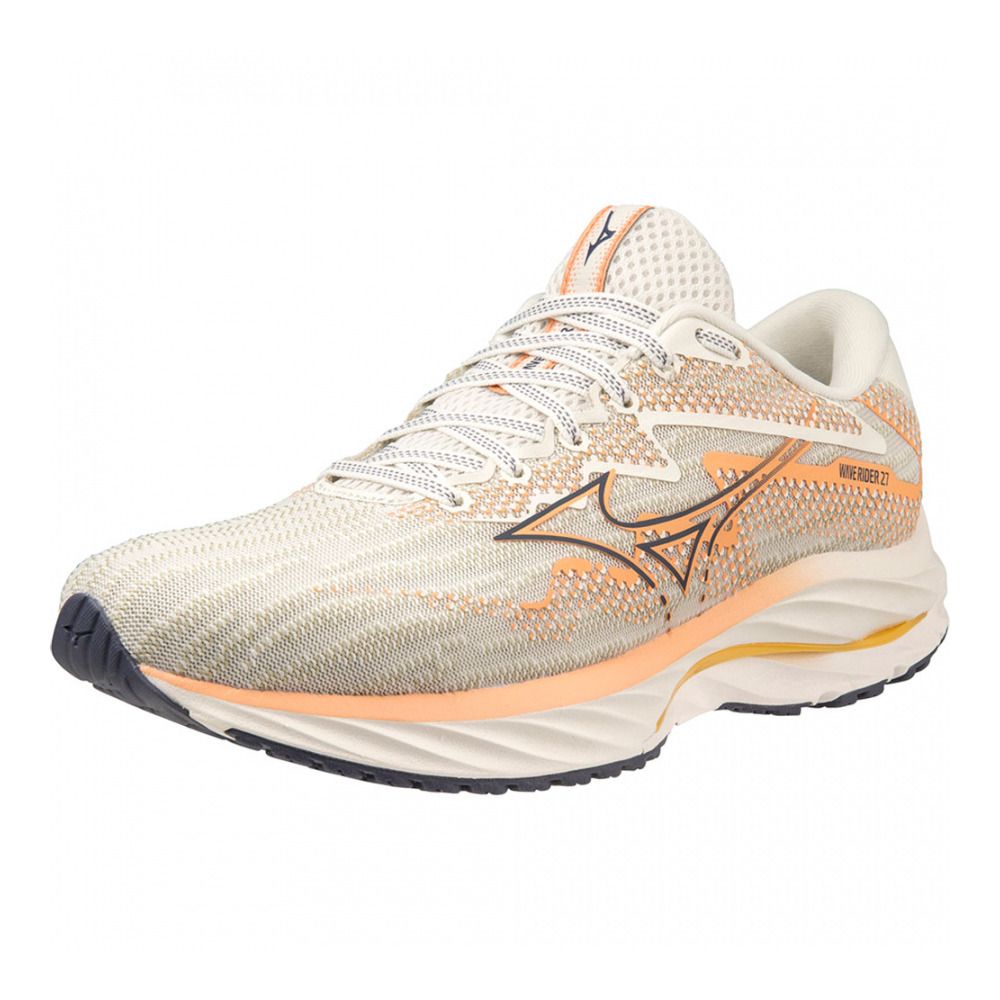 Mizuno WAVE RIDER 27 - Chaussures running Femme snowwhite/nightshadowblue/c.reef