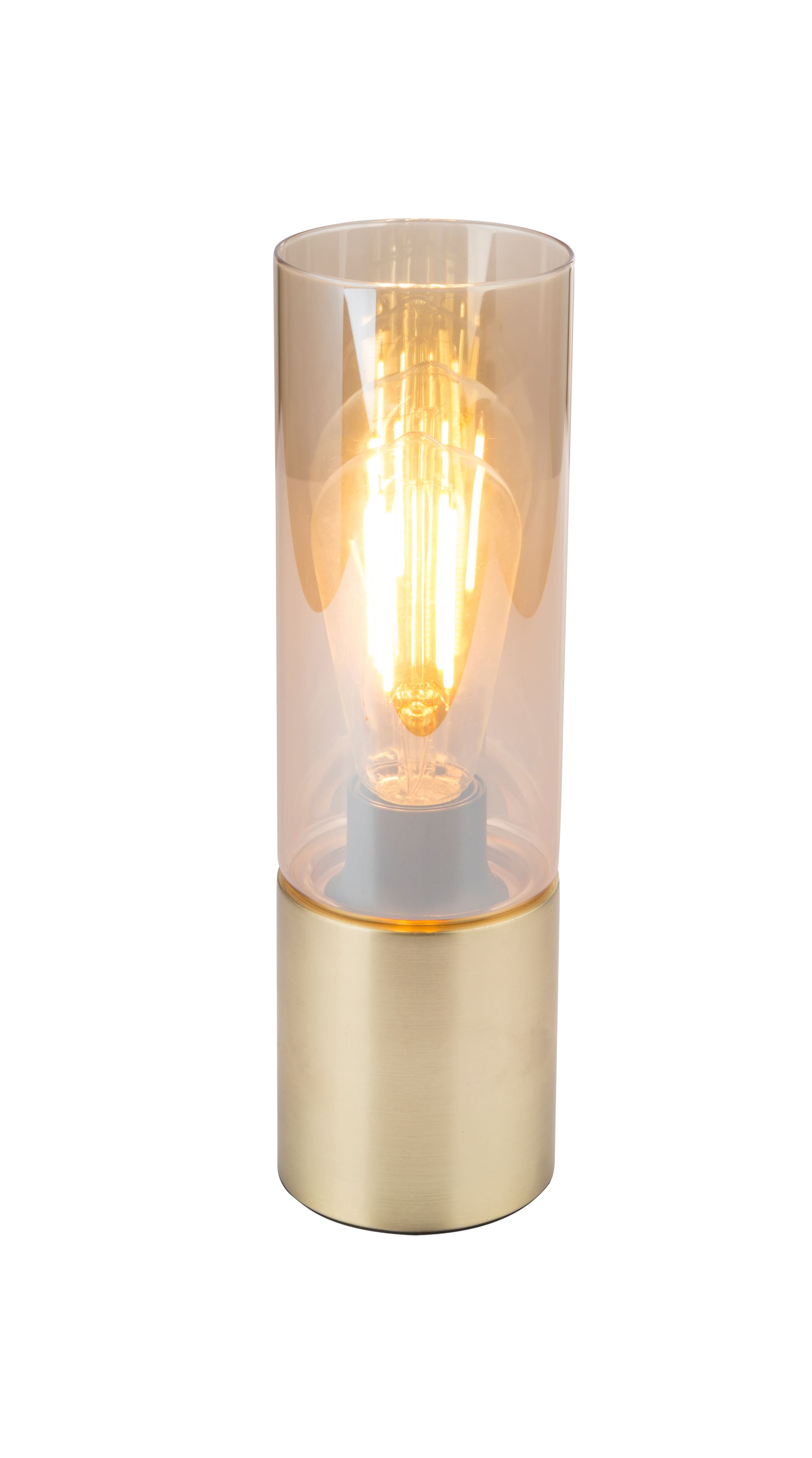 GLOBO Retrofit Tischlampe Annika Messingfarbig /Amber 9x9cm H30cm