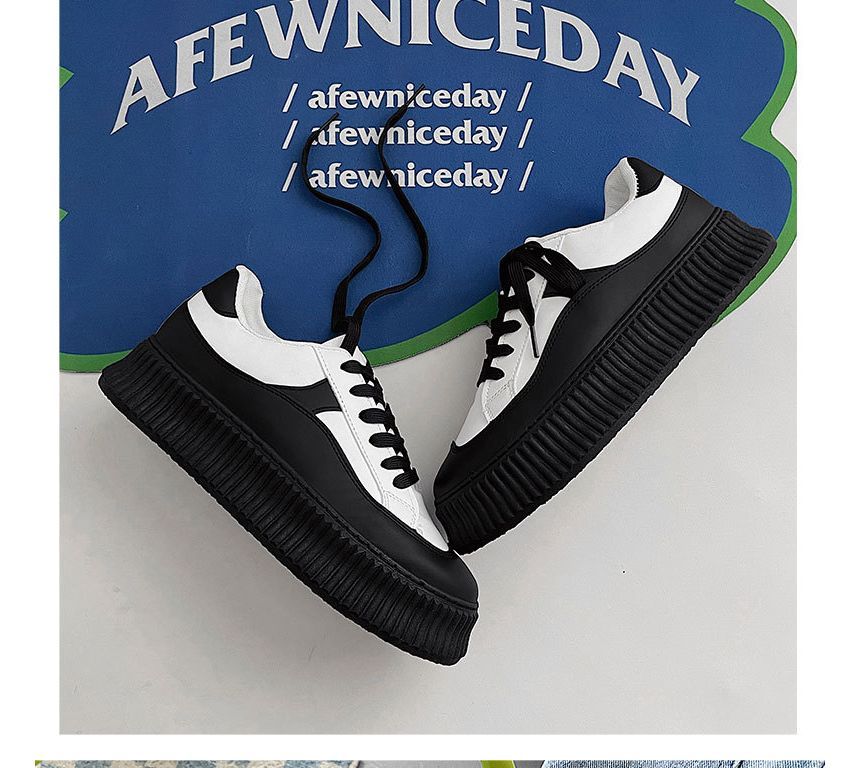 Tanzanite - Tweekleurige veterschoenen met platform