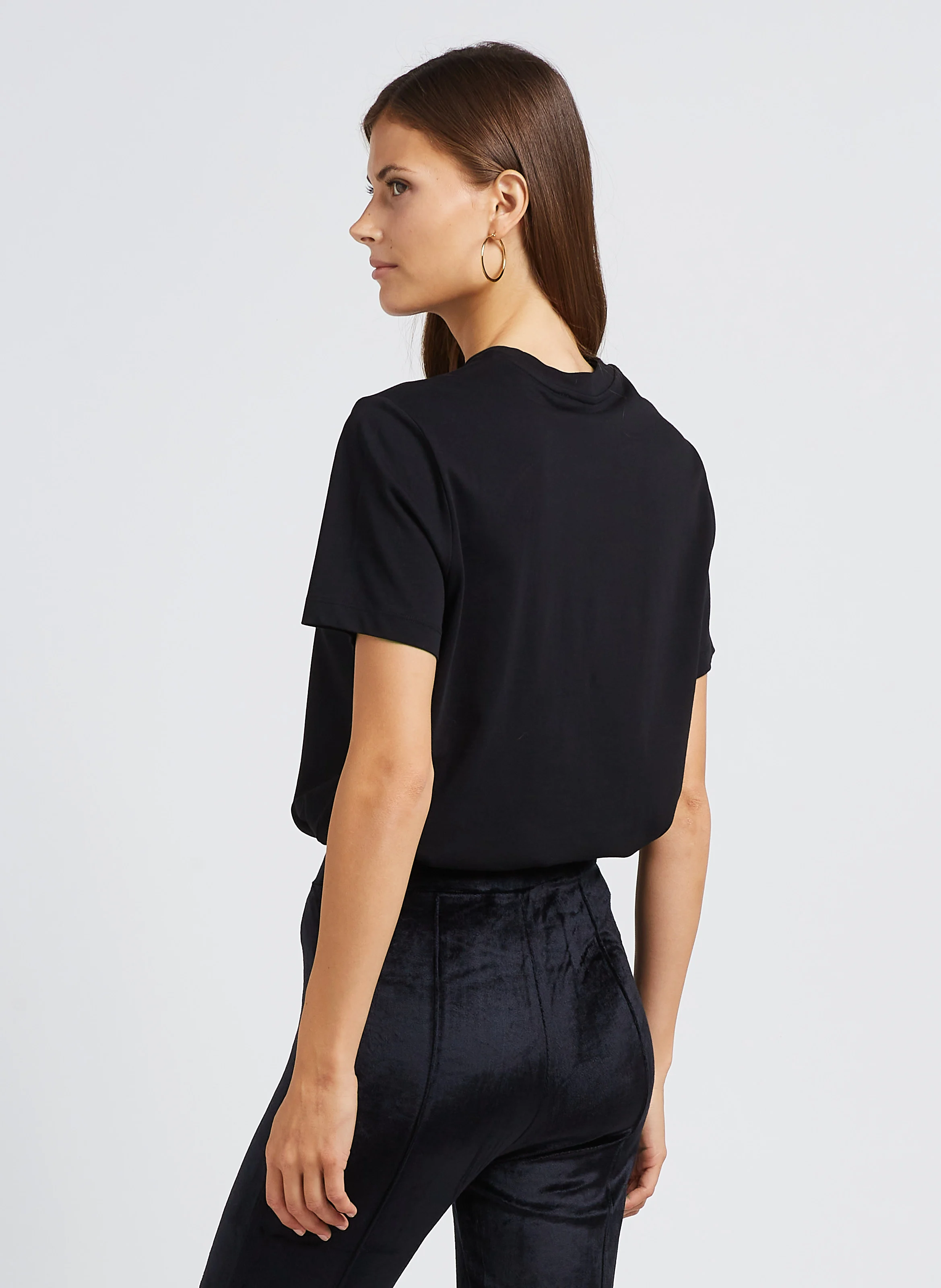 Tee-shirt col rond en coton | Noir