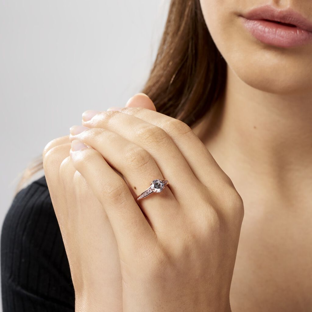 Bague Solitaire Arjuna Or Rose Oxyde De Zirconium