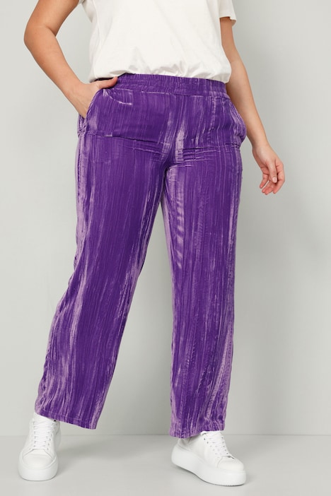 Samthose, Straight Fit, Crash-Optik, Elastikbund