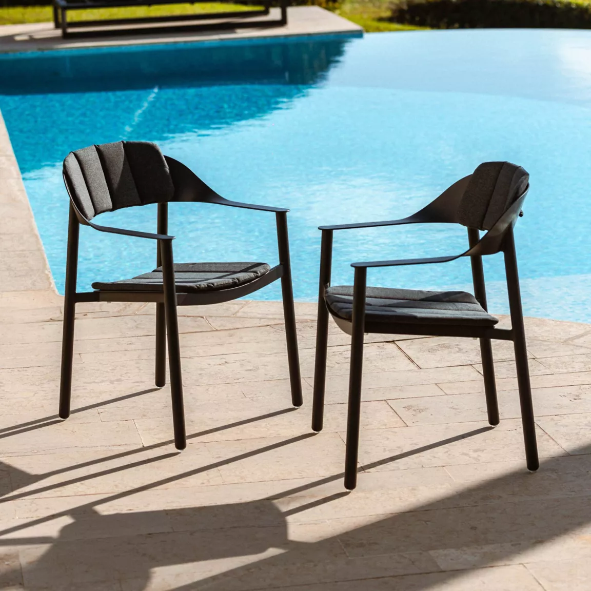 Lot de 2 fauteuils de jardin aluminium Monte Carlo Gris anthracite