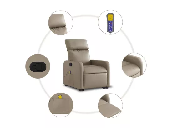 Fauteuil inclinable massant Cappuccino Similicuir