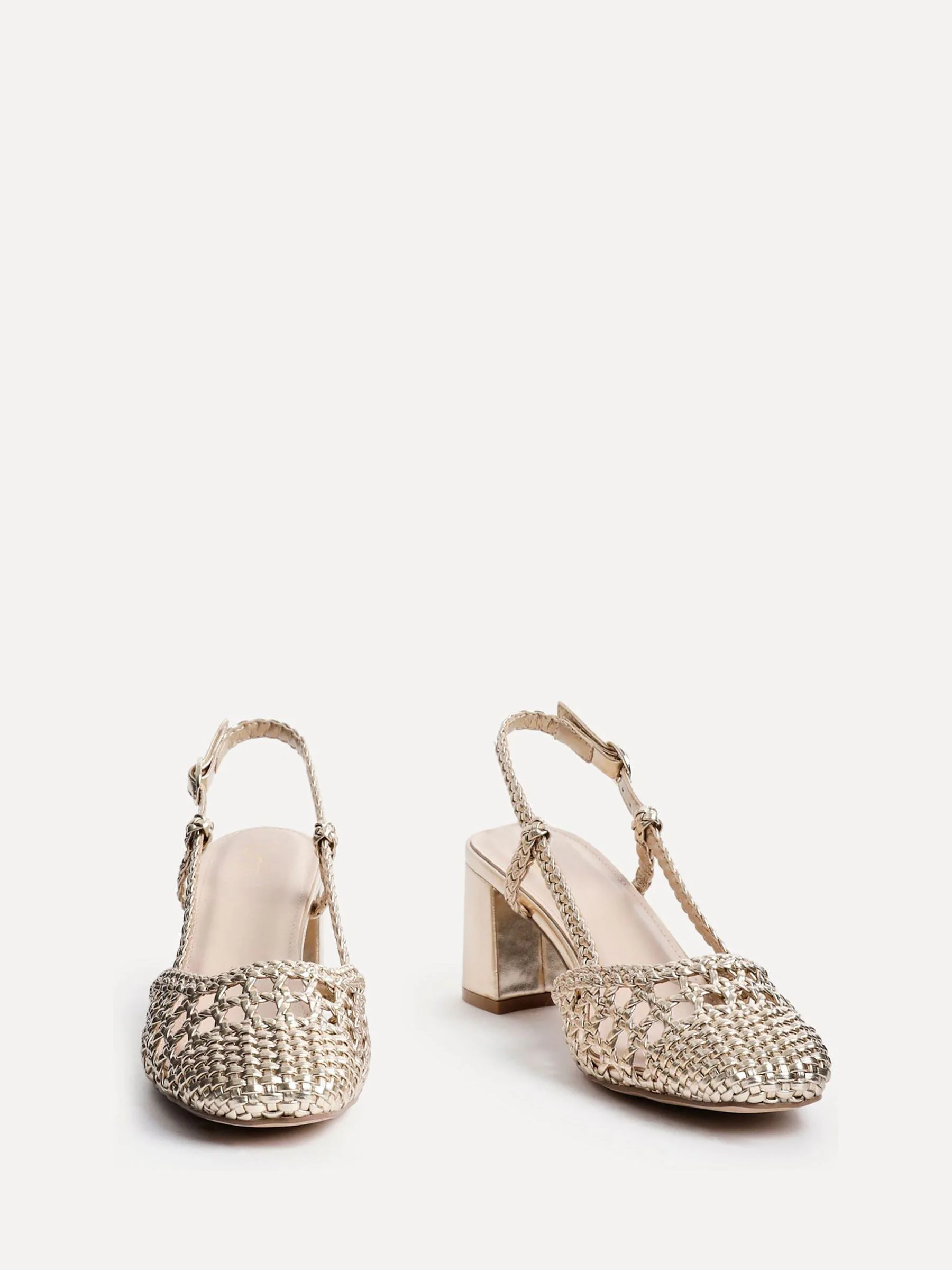 Goud - Linzi Sandria handgeweven slingback sandalen
