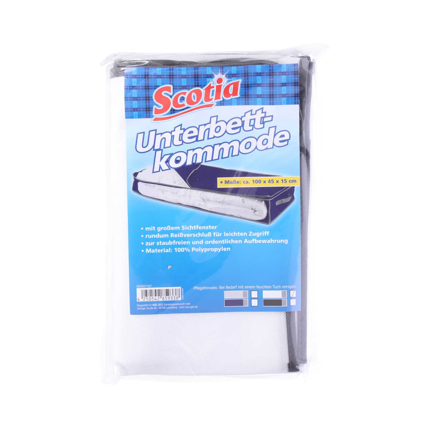 Scotia Unterbettkommode mit Sichtfenster 100 x 45 x 15 cm 3fach
