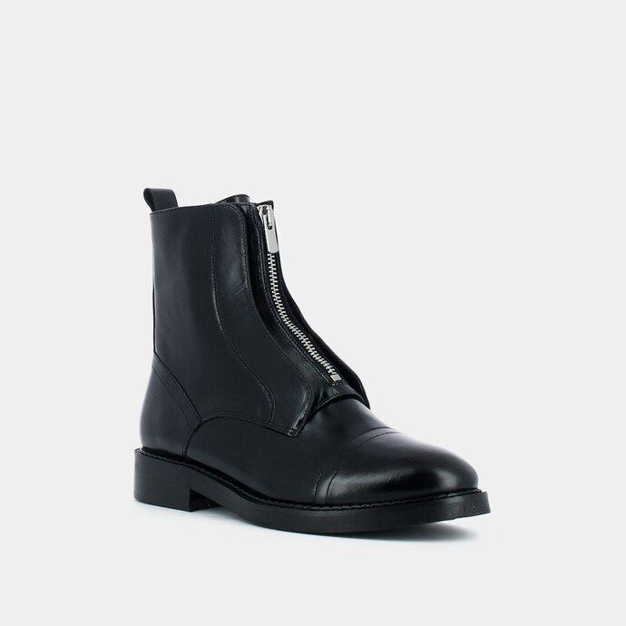 Bottines à fermetures éclair  en cuir noir