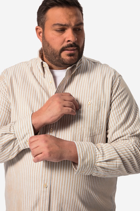 John F. Gee Streifenhemd, Langarm, Buttondown-Kragen, Comfort Fit, bis 8 XL