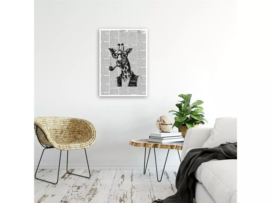 Tableau bois girafe dans le journal - 40 x 50 cm