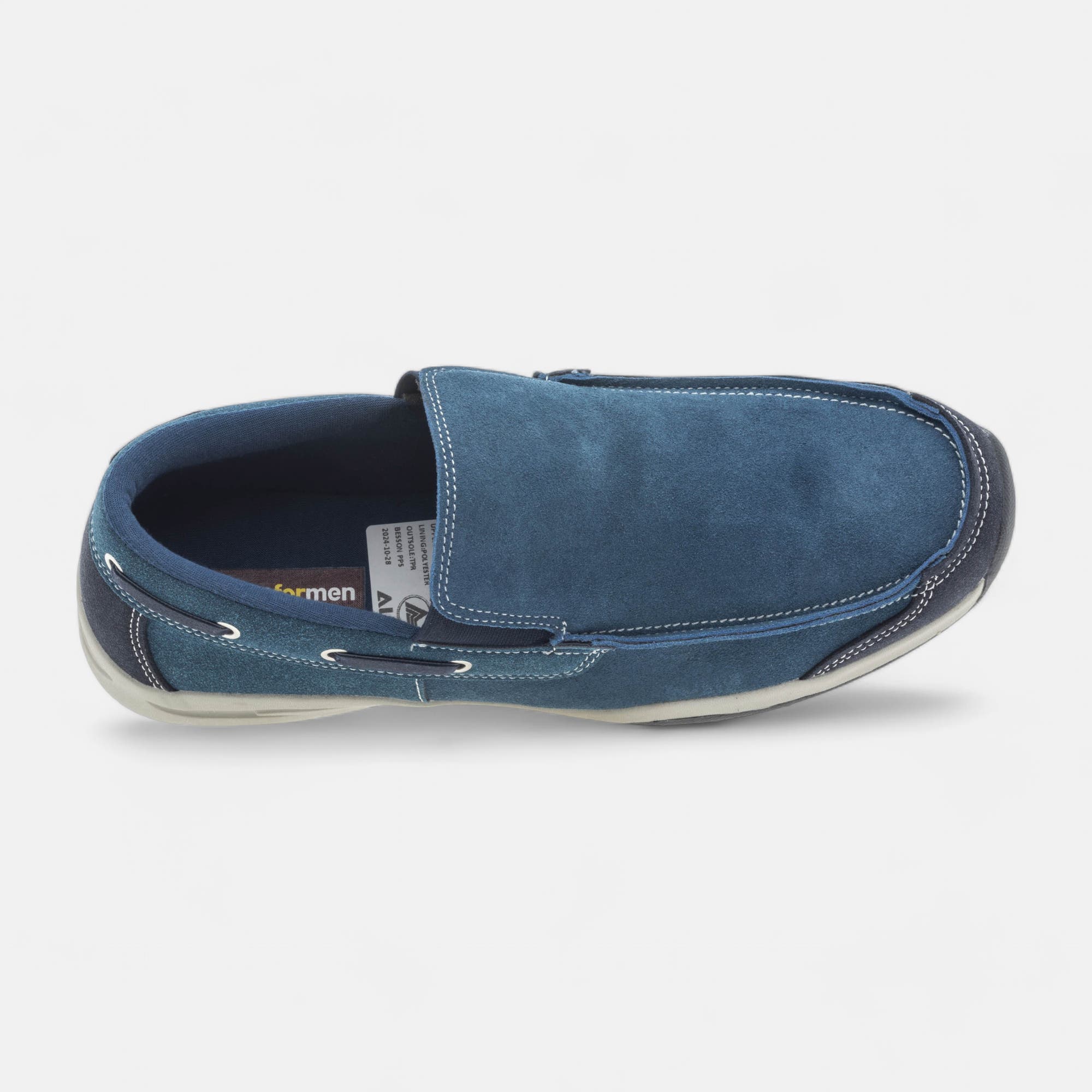 Mocassins pieds sensibles Homme en cuir bleu