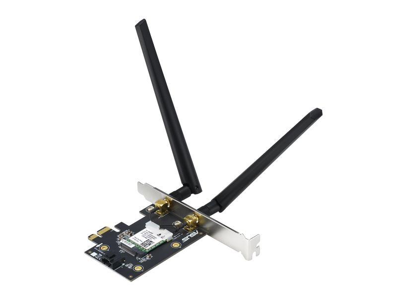 ASUS WLAN-AX PCIe Adapter PCE-AX1800 BT5.2 AX1800 Dual Band PCI-E WiFi 6 (802.11ax). Bluetooth 5.2, WPA3-Netzwerksicherheit, OFDMA und MU-MIMO