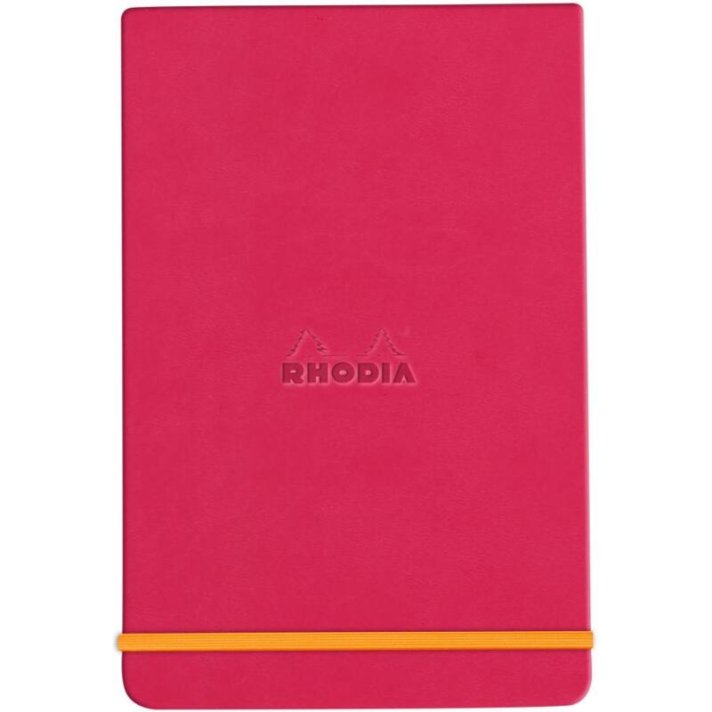 Rhodiarama Webnotepad rembordé rigide A5 192 pages ligné microperforé papier ivoire 90g fermeture élastique - Framboise