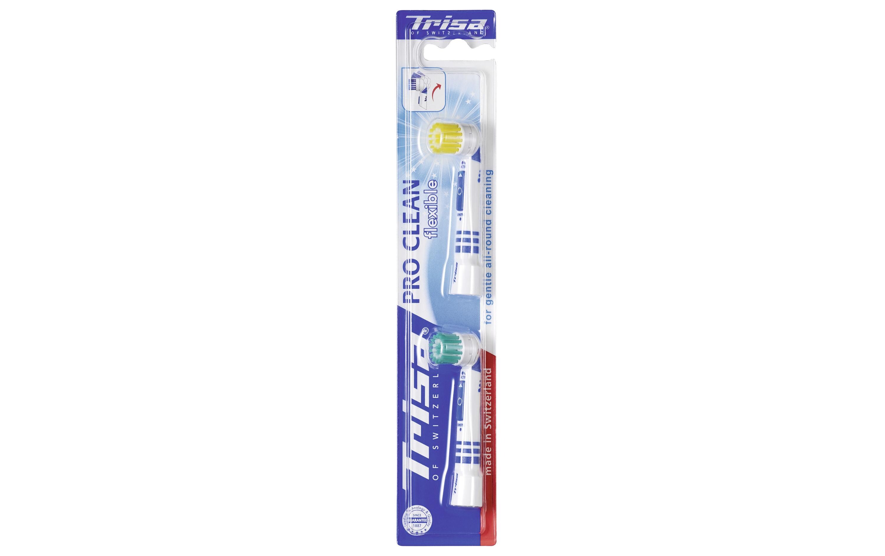 Zahnbürstenkopf Pro Clean assortierte Farben 2 StückErsatzbürsten für Trisa Pro Clean