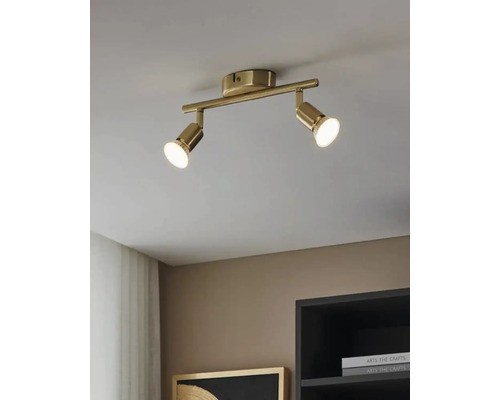 LED plafondspot 2x 2,8W 500 lm 3000 KL 28,5 cm messing
