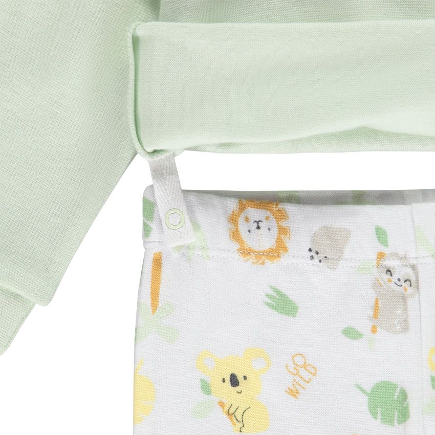 Pyjama 2 pièces fantaisie animaux en maille côte pour bébé garçon - Vert