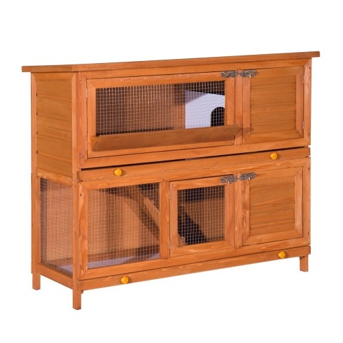 Gaiola de madeira para coelhos PawHut para uso externo