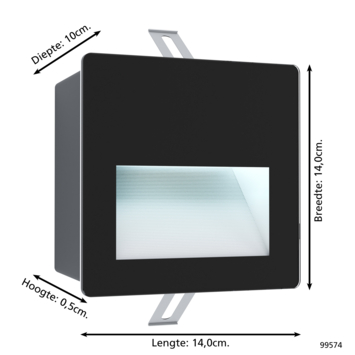Eglo inbouwspot 14x14cm zwart
