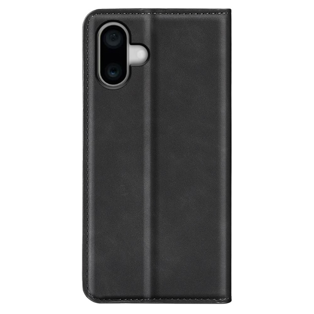 iPhone 16 Vintage Leder Tasche Flip Cover Fashion Design - Schwarz