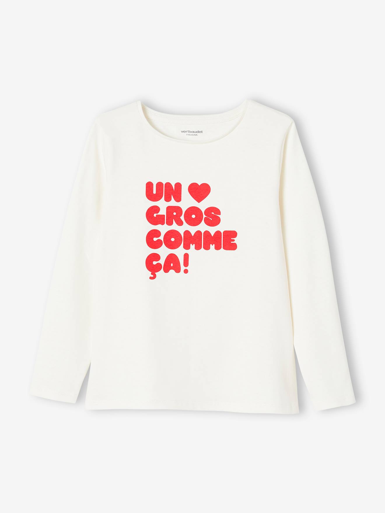 Camiseta com mensagem, para menina, cor off-white