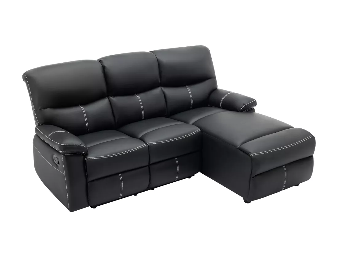 Canapé d'angle droit relax en simili noir CANBY