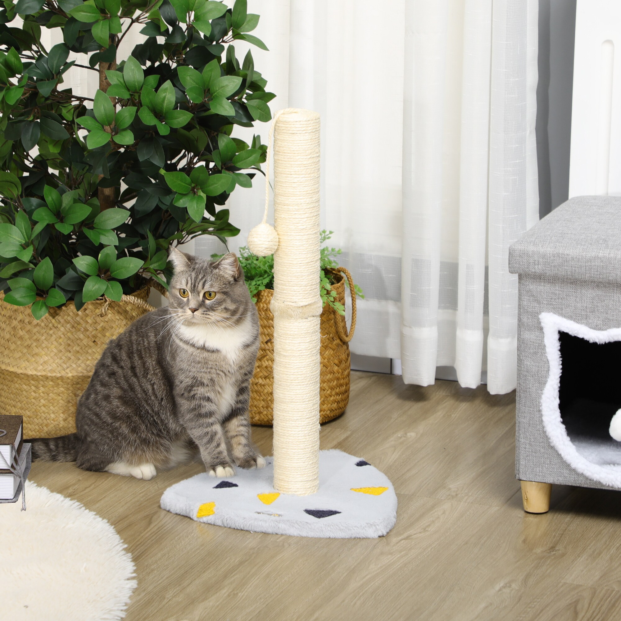 PawHut Kratzbaum mit Spielball grau 35L x 35B x 62H cm