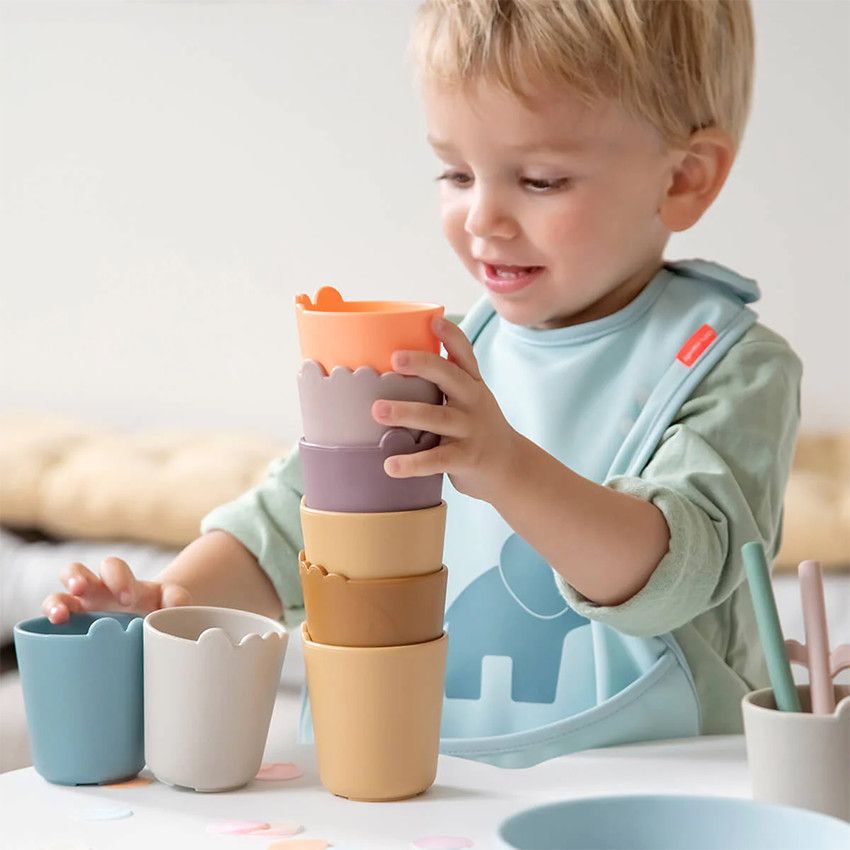 Tasse en silicone Kiddish Croco bleu - Ecru