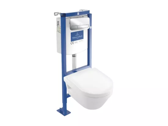 Pack WC suspendu sans bride VILLEROY ET BOCH Architectura 37 x 53 + abattant + plaque chromée + bâti