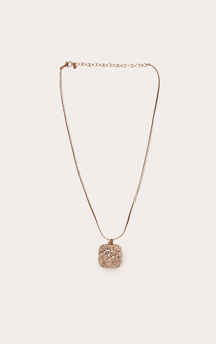 Doré Collier Médaillon Carré À Effet Fondu