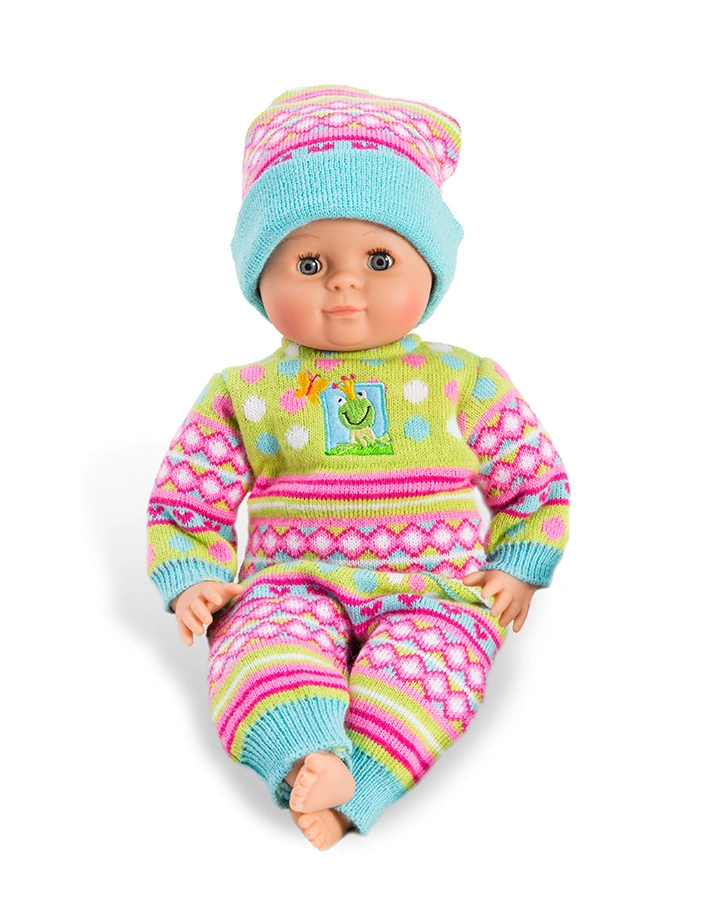 Puppenkleidung STRICKSTRAMPLER FROSCH klein (28-35 cm)