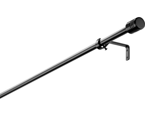 Uitschuifbare gordijnroedeset, zwart, 100-200 cm, Ø 13/16 mm