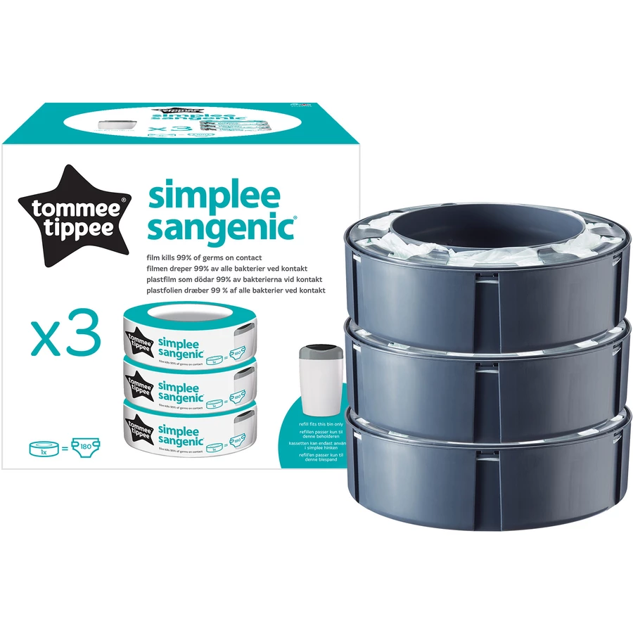 Tommee Tippee Nachfüllkassetten Sangenic Simplee Windeleimer 3er Set