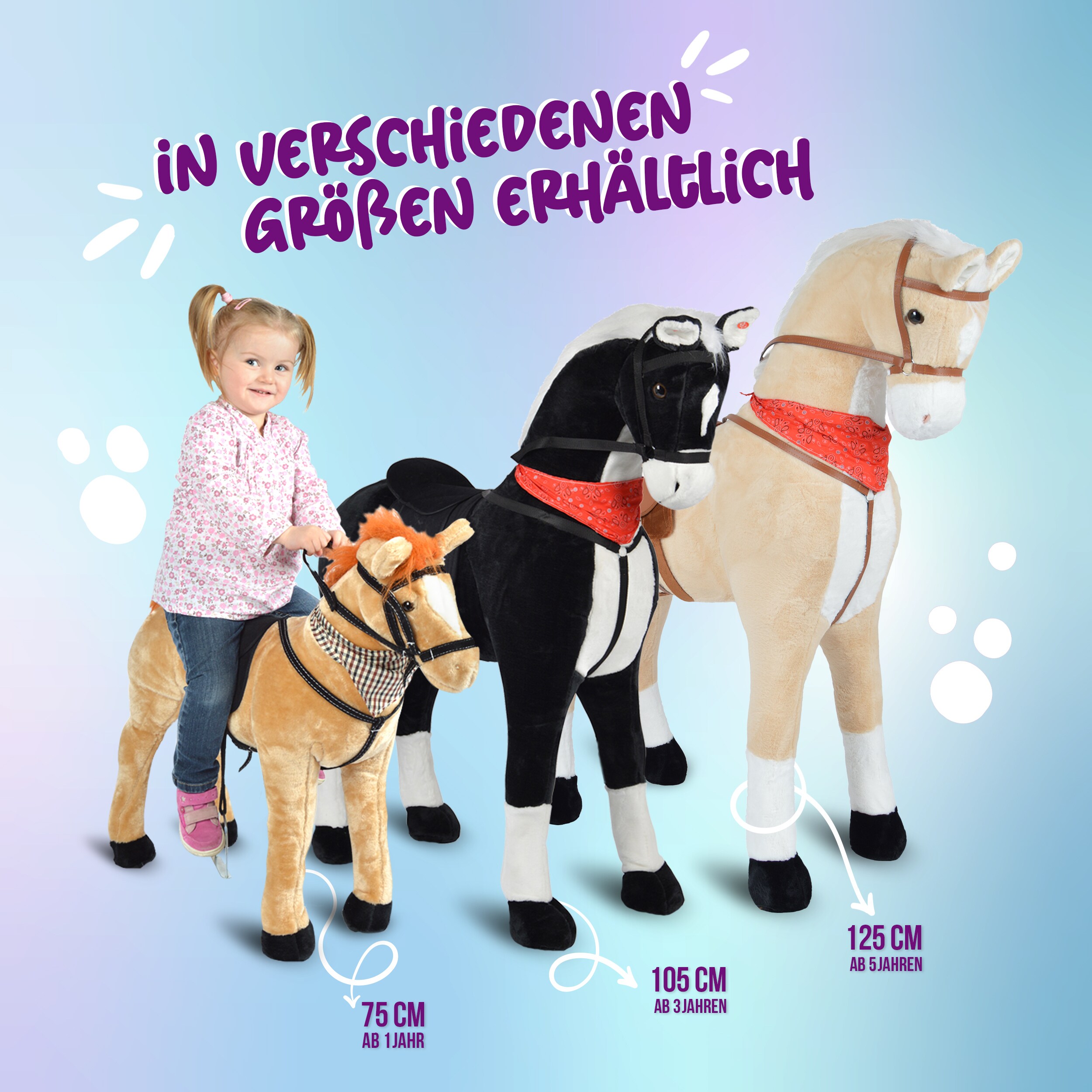 Pink Papaya Stehpferd für Kinder zum Reiten Luna 105 cm