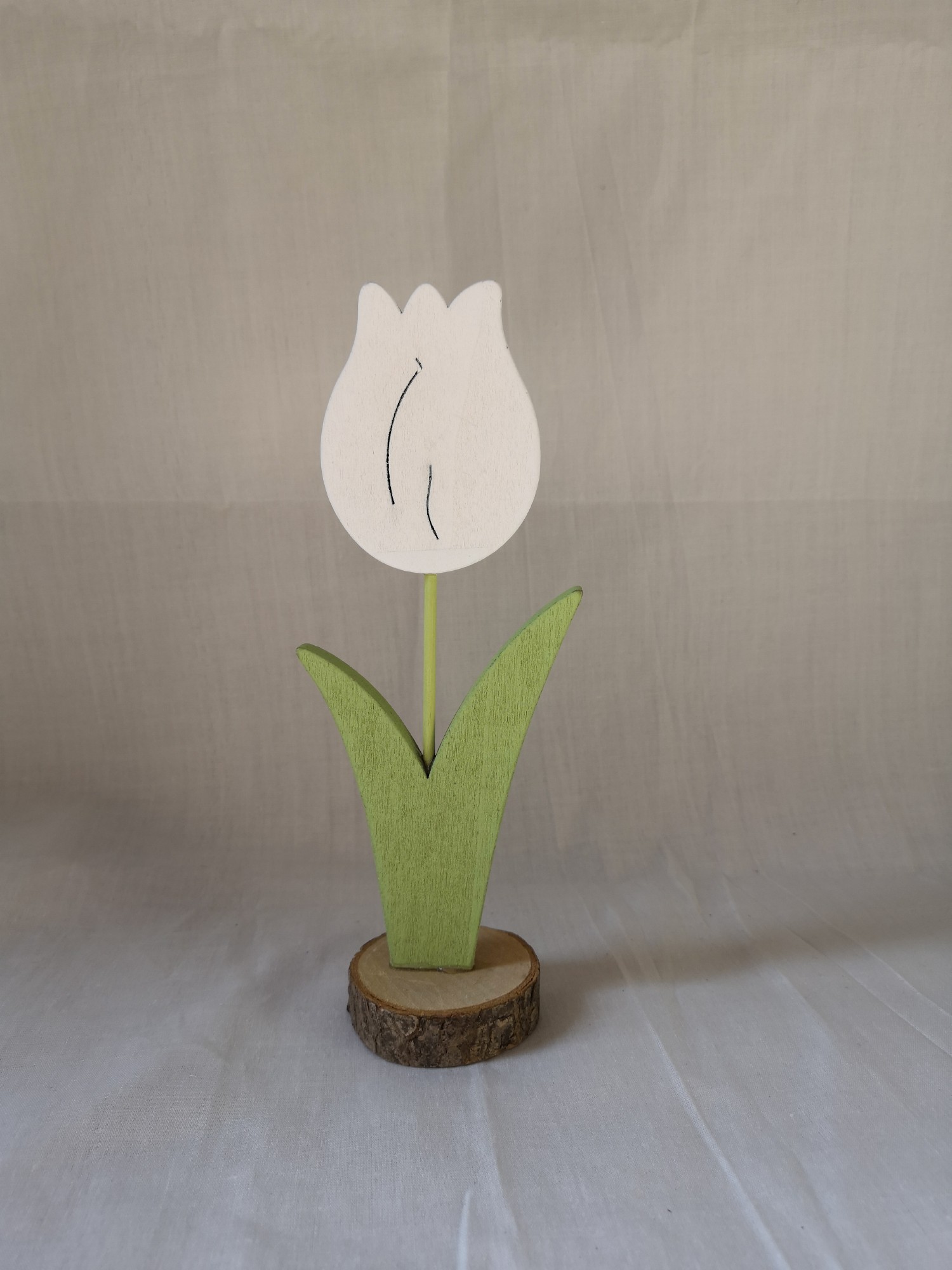 Figur 'Blume' aus Holz, natur, grün, H 18,5 cm, B 7 cm, T 5 cm von fischer's lagerhaus