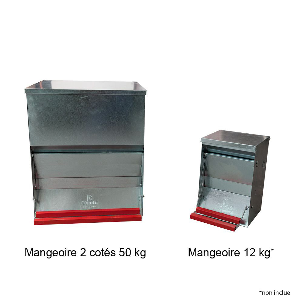Grande mangeoire 2 côtés 50 kg pour 40 poules