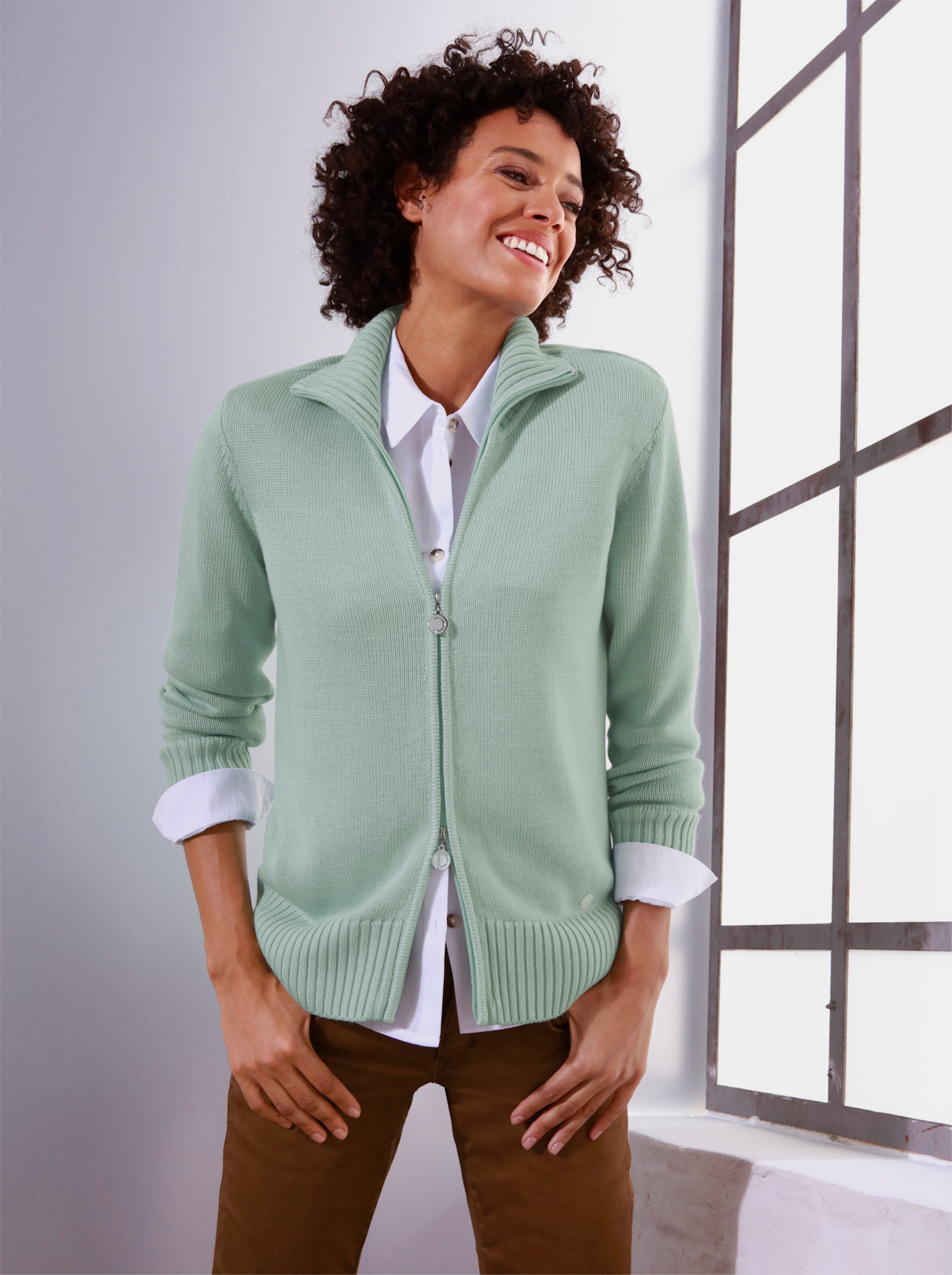 Viskose-Lyocell-Strickjacke
