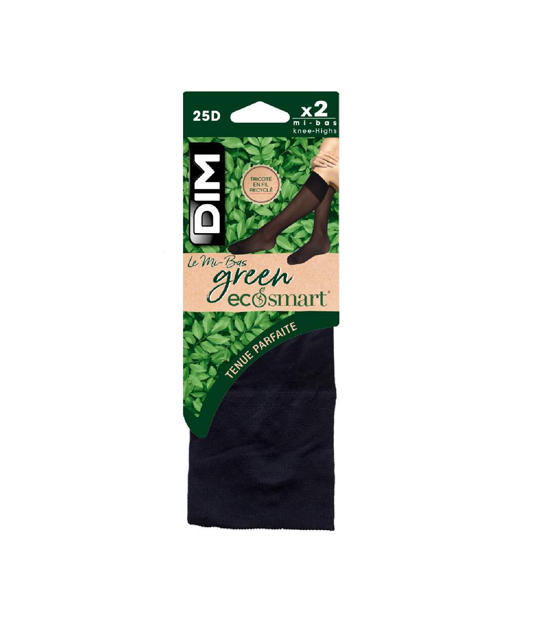 Lot X2 Mi-Bas Noir Femme Dim GREEN Ecosmart 25D
