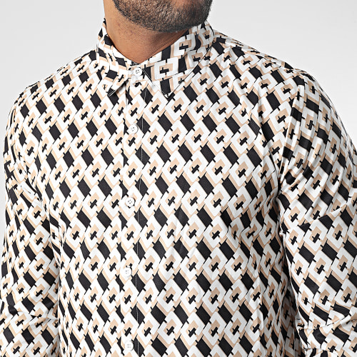 Chemise Manches Longues Alto Blanc Beige Noir
