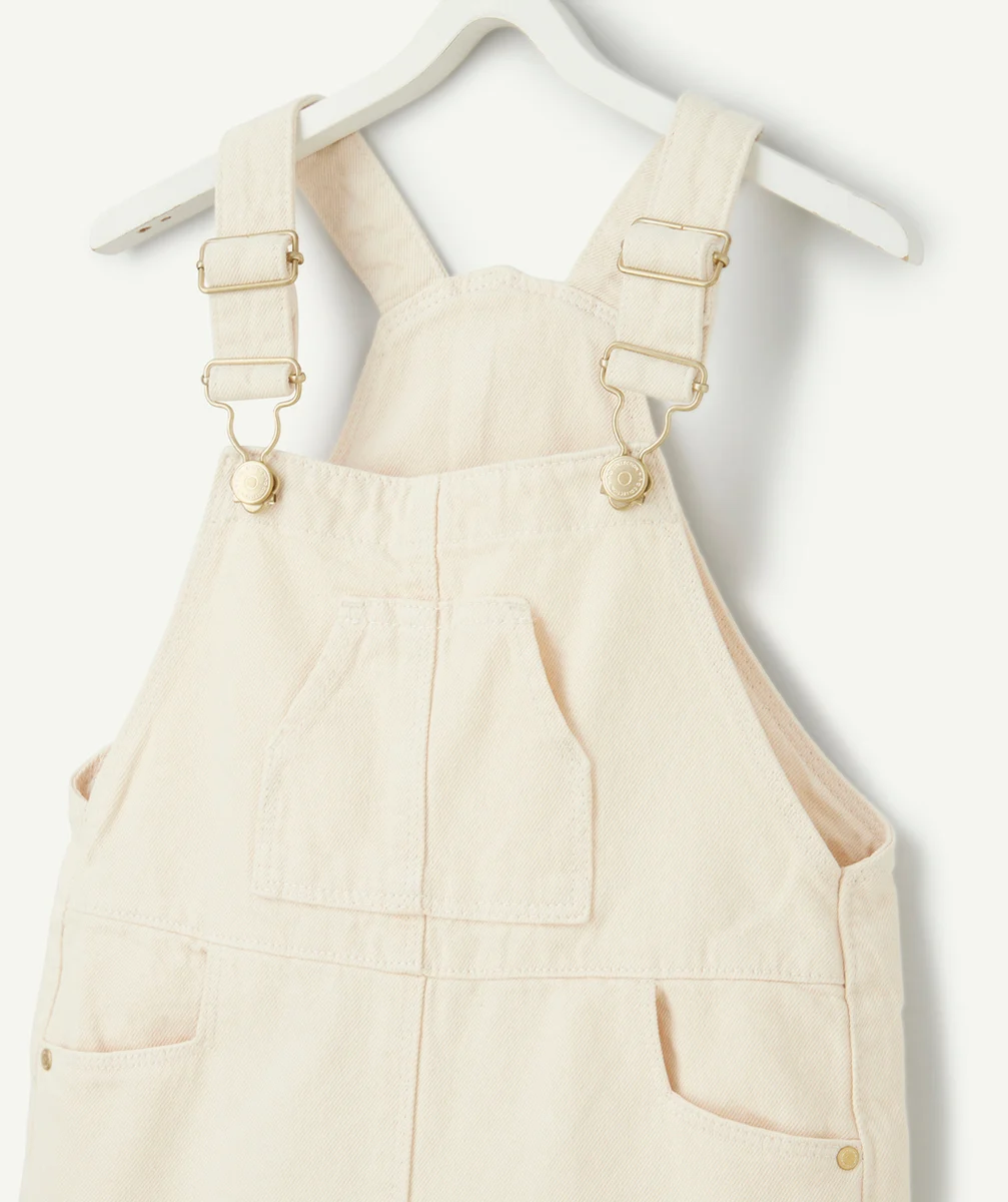 SALOPETTE WIDELEG FILLE EN DENIM BEIGE LOW IMPACT