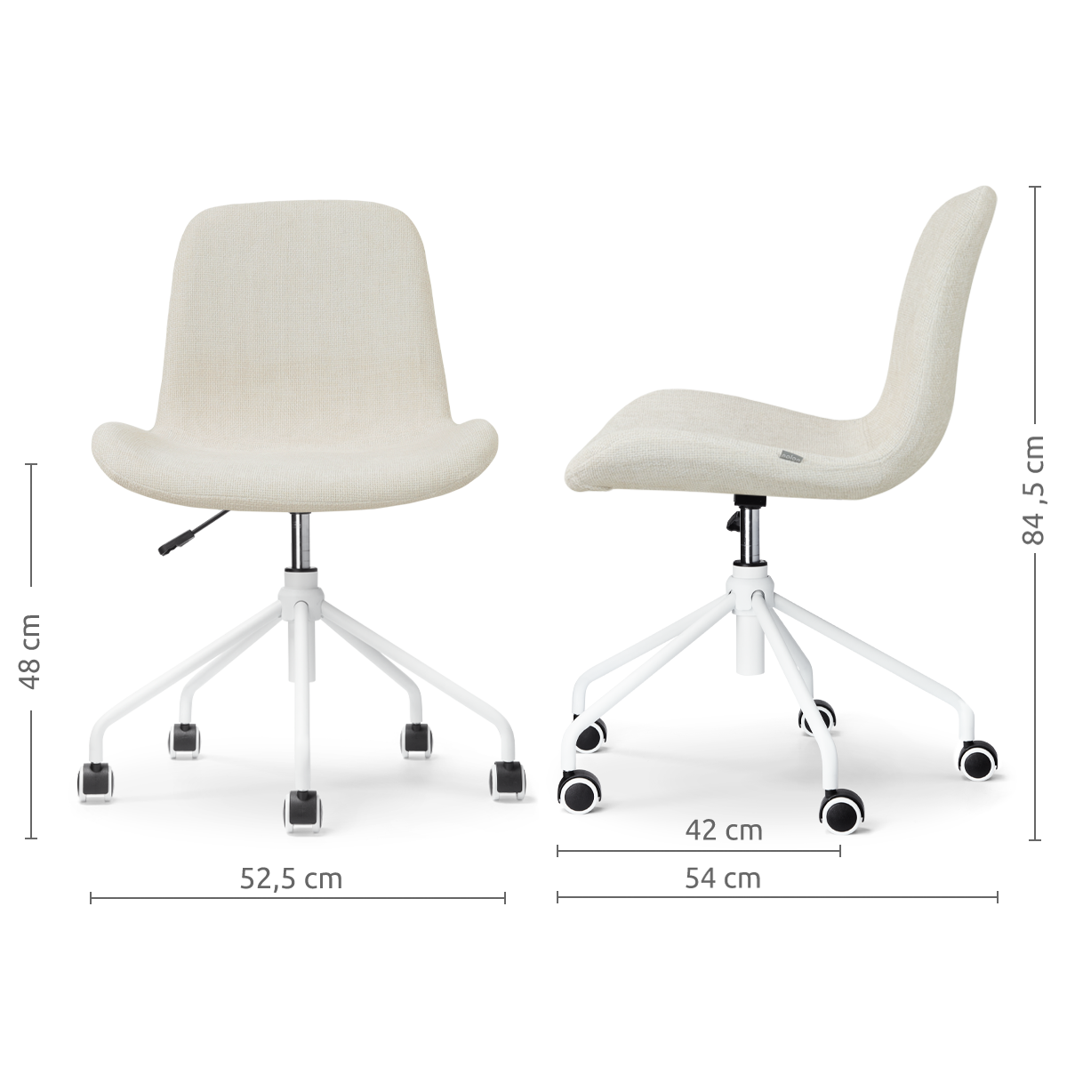 Nolon Nout-Fé Bureaustoel Cottonbeige - Wit Onderstel