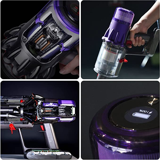 (4-tlg. Set) Ersatz Hepa Filter inkl. Reinigungsbürste für Dyson Staubsauger V11 / V15 - Violett