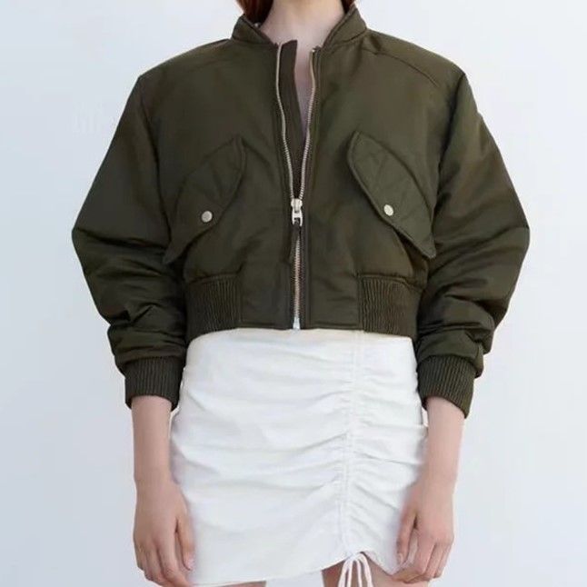 Reknovine - Lange mouwen effen cropped bomberjack