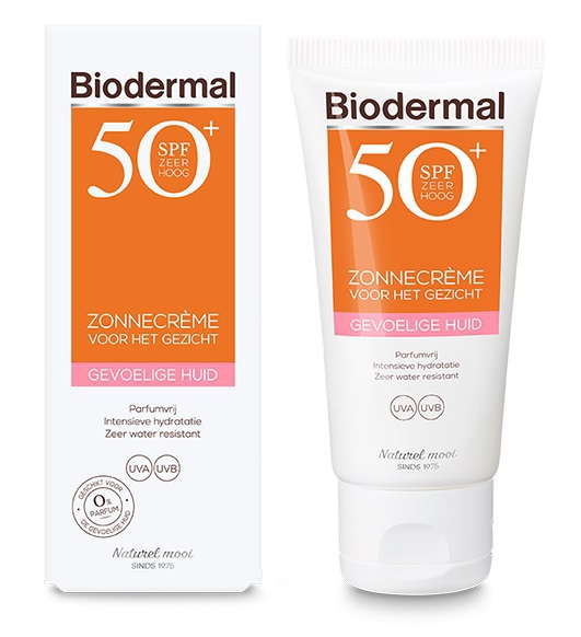 Biodermal Zonnebrand Gezicht Gevoelige Huid SPF50+ 50ml