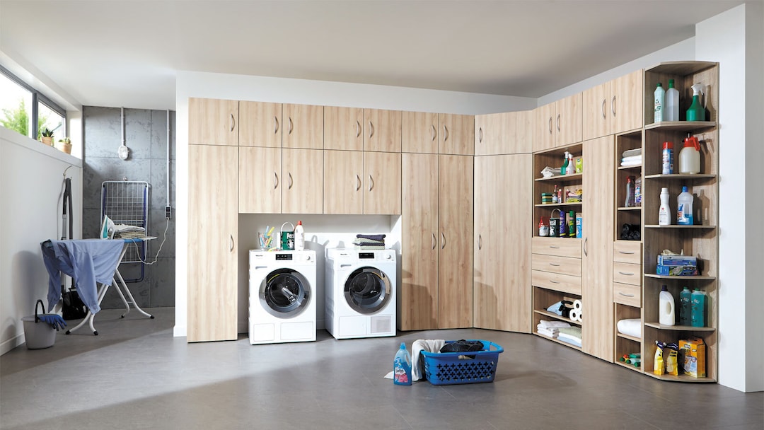 Drehtürenschrank Multiraumkonzept 45x185x54 cm Eiche sägerau