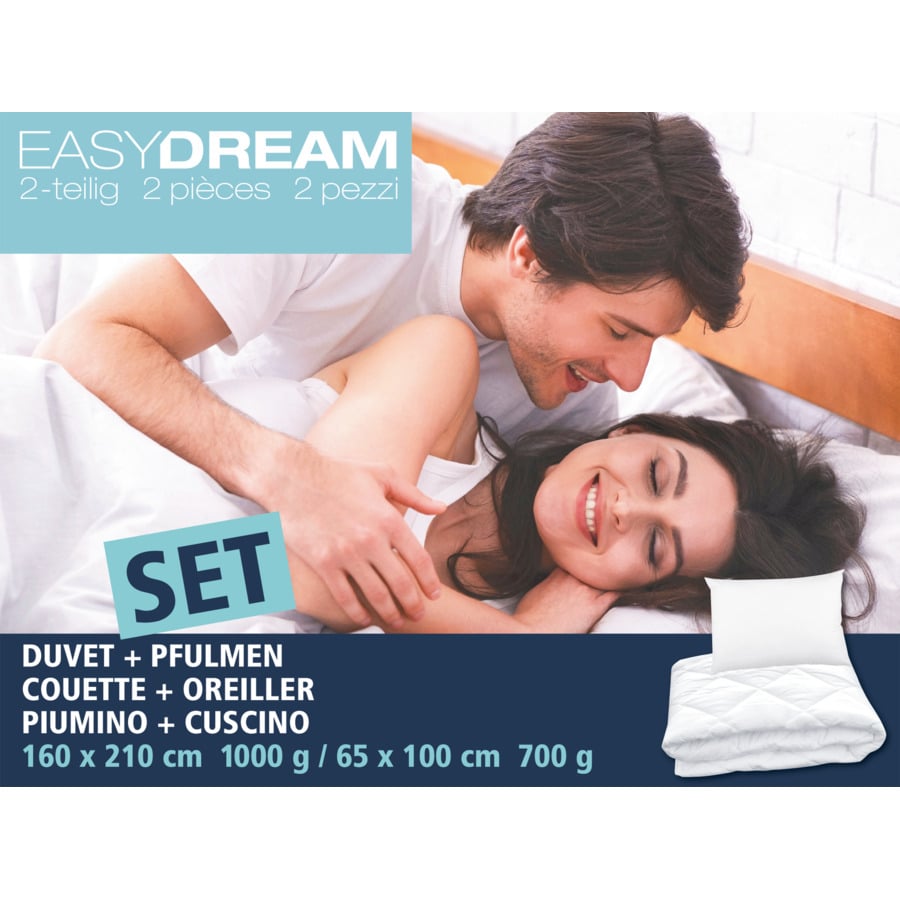 Easy Dream Set Duvet mit Kissen 2-teilig, 160 x 210 cm und 50 x 70 cm