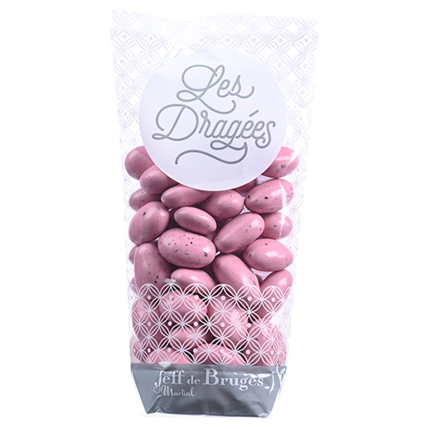 Sachet dragées amande gianduja rose pétunia