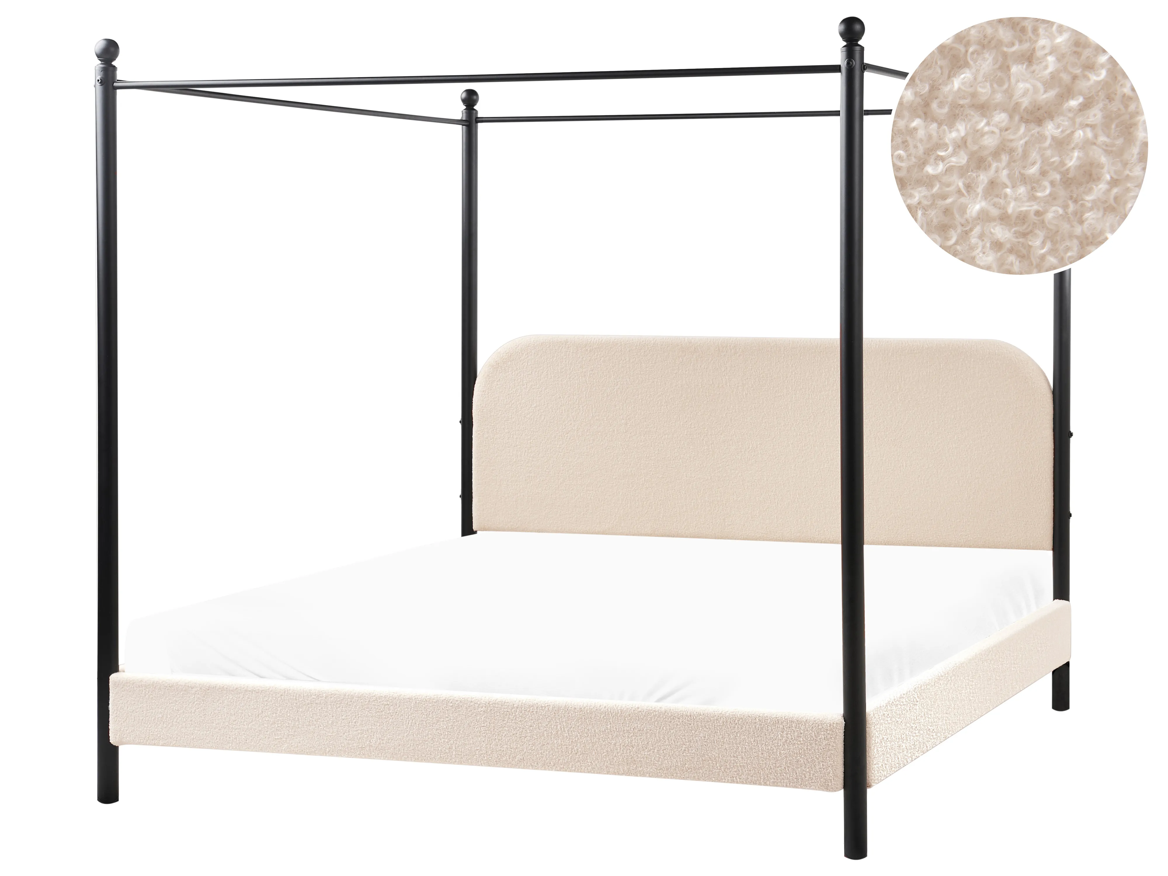 Hemelbed Bouclé DANNEMOIS 180 x 200 cm Beige